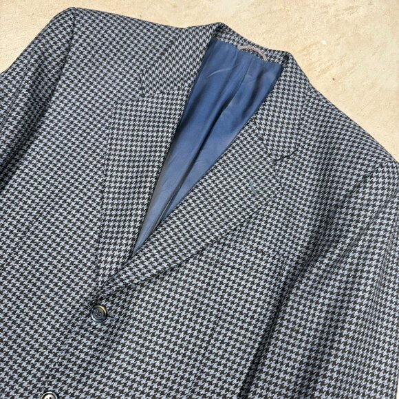 Konen Munchen Houndstooth Blazer Wool Cashmere Sport Coat Blue 42R - Picture 3 of 13